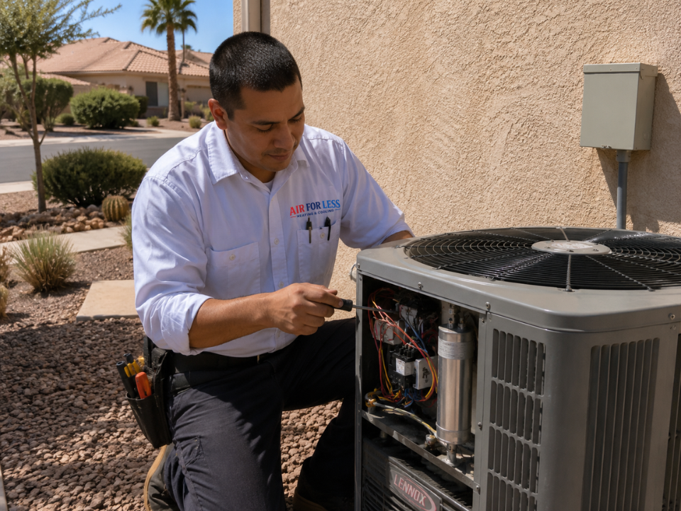 Air For Less technician repairing an air conditioner